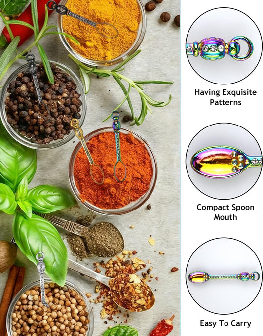 5PCS Mini Spoons, Rhinestone Metal Tiny Spoons With Storage Pouch | Metal shovel spoons, Little Measuring Spoon, Multi-Color Tiny Spoons For Spices, Salt, Sugar, Coffee And Condiments