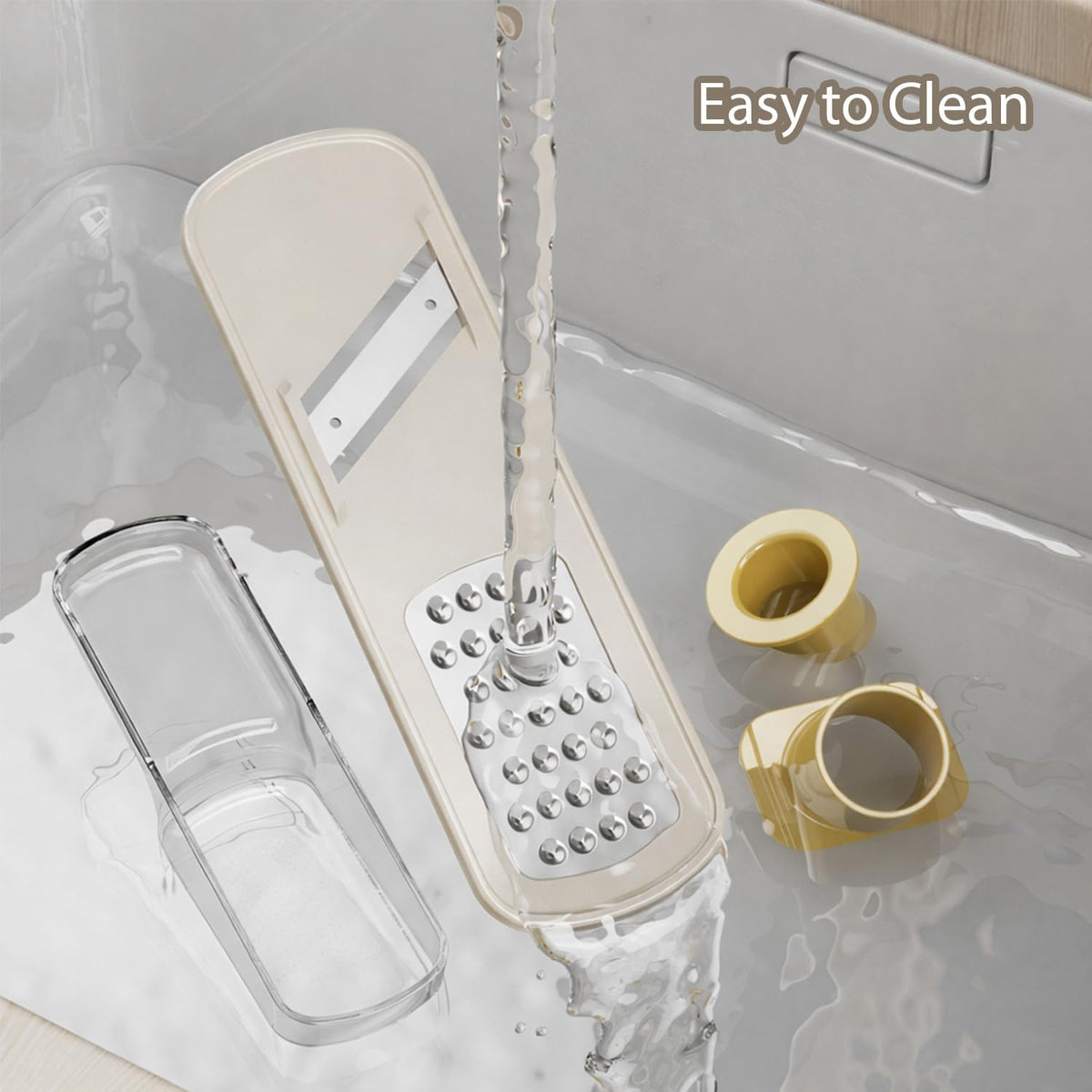 3 in 1 mini Ginger Garlic Grinder Super Thin, Multifunctional Mandoline slicer Grater with Hand Guard, Easy Grip Handheld Kitchen Tool, for Camping Cooking and Picnic (White)