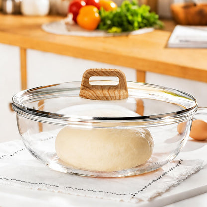 6 Qt Extra Large Glass Mixing Bowl for Sourdough Bread Making | Glass Mixing Bowl for Sourdough Bread with Lid Clear Breads Proofing Bowl with Covers Ideal for Kitchen Storage