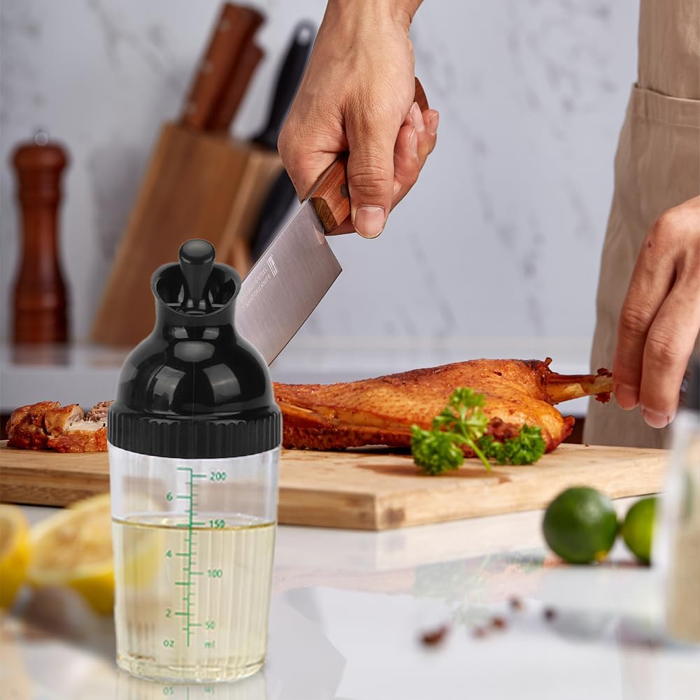 200ML Salad Dressing Shaker, BPA Free Leak Proof Bottle(Black)