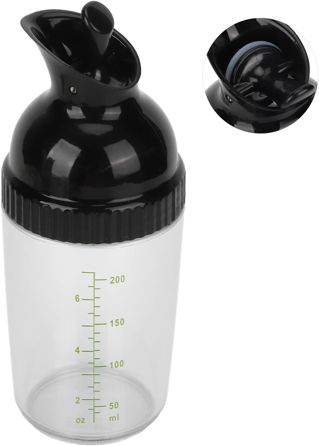200ML Salad Dressing Shaker, BPA Free Leak Proof Bottle(Black)