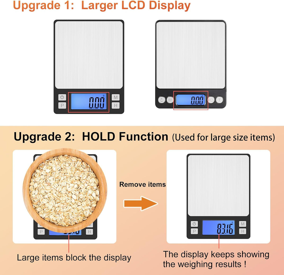 0.01g Small Digital Gram Scale, Upgraded 1kg Jewelry Scale