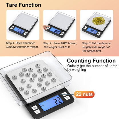 0.01g Small Digital Gram Scale, Upgraded 1kg Jewelry Scale