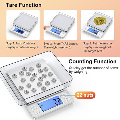 0.01g Small Digital Gram Scale, Upgraded 1kg Jewelry Scale