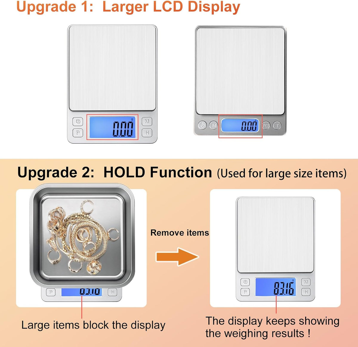 0.01g Small Digital Gram Scale, Upgraded 1kg Jewelry Scale