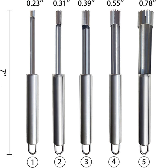 6 Pieces Corer and Pitter Fruit & Vegetable Multi-Function Stainless Corer and Pitter Remover Set for Apple, Pear, Cherry, Jujube, Red Dates, Berry, Chili