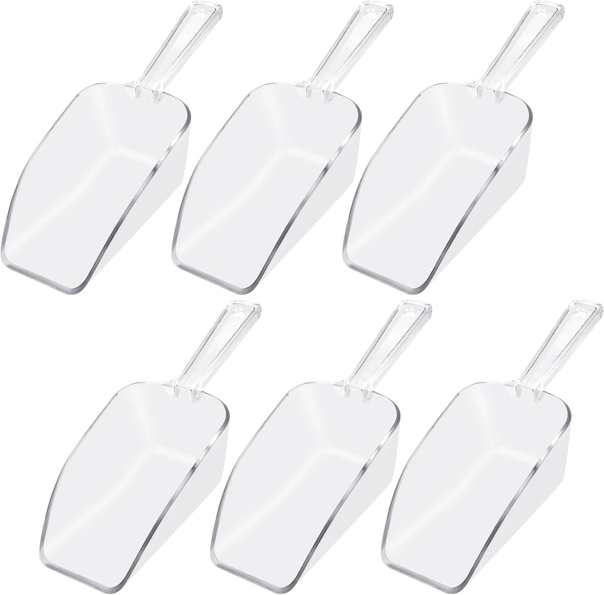 6 PCS Clear Plastic Ice Scoop(7.6 Inch) for Freezer Food Coffee Popcom Flour Dry Goods Simple Mini Ice Cube Shovel Scoopers Laundry Spoons Freezer Bucket Bin Containers Maker Machine Kitchen Pick