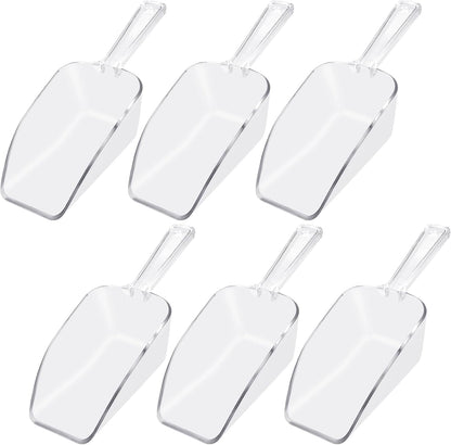 6 PCS Clear Plastic Ice Scoop(7.6 Inch) for Freezer Food Coffee Popcom Flour Dry Goods Simple Mini Ice Cube Shovel Scoopers Laundry Spoons Freezer Bucket Bin Containers Maker Machine Kitchen Pick