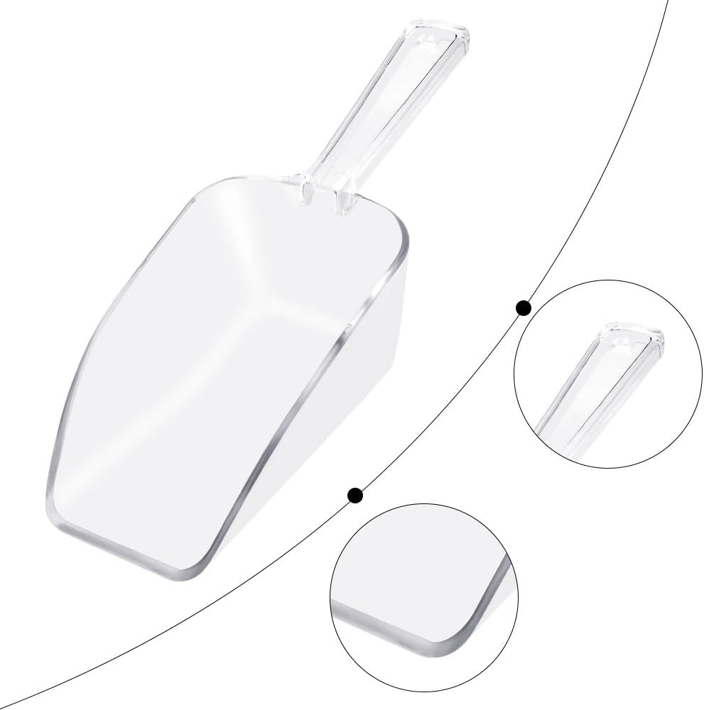 6 PCS Clear Plastic Ice Scoop(7.6 Inch) for Freezer Food Coffee Popcom Flour Dry Goods Simple Mini Ice Cube Shovel Scoopers Laundry Spoons Freezer Bucket Bin Containers Maker Machine Kitchen Pick