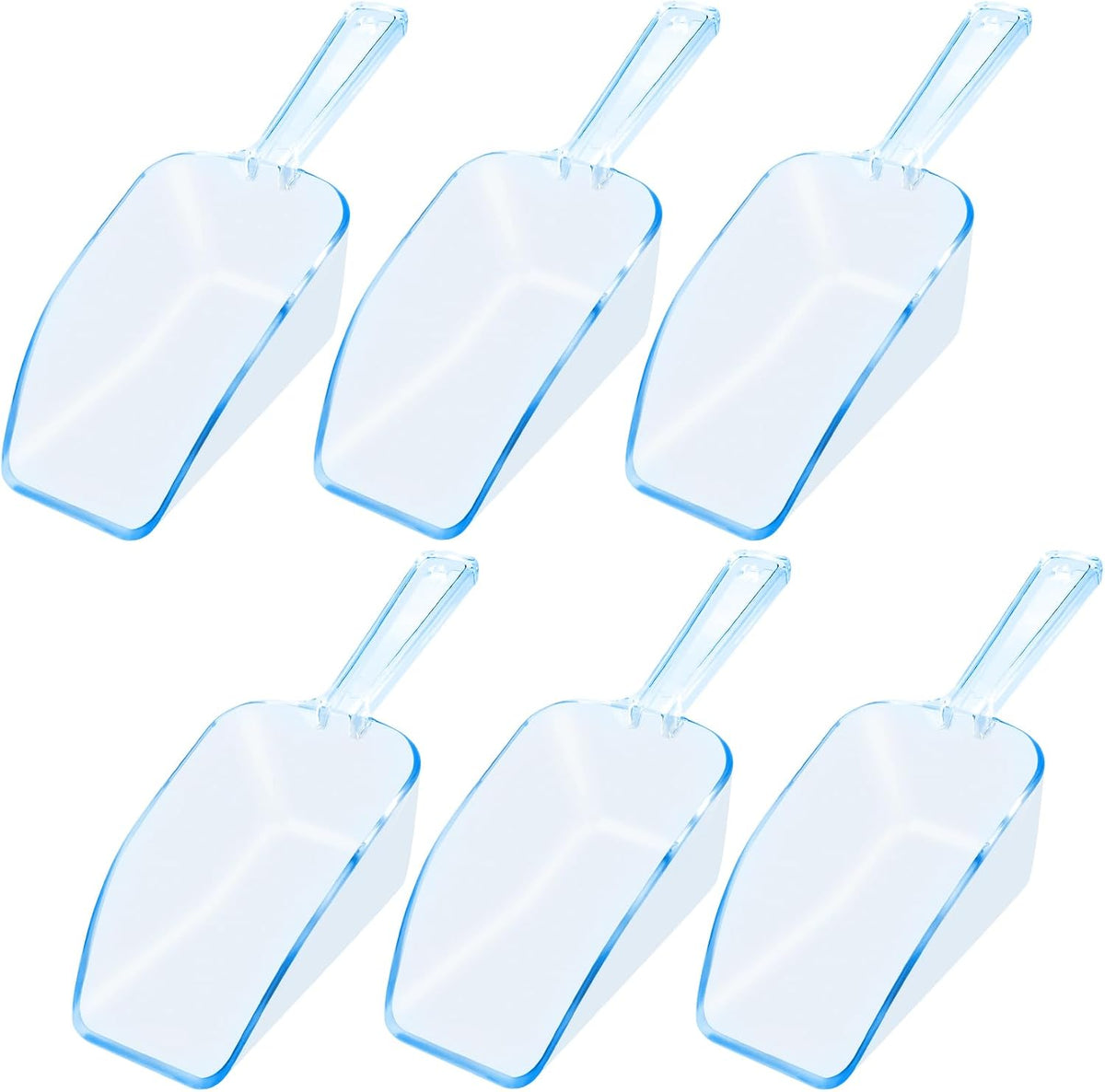 6 PCS Clear Plastic Ice Scoop(7.6 Inch) for Freezer Food Coffee Popcom Flour Dry Goods Simple Mini Ice Cube Shovel Scoopers Laundry Spoons Freezer Bucket Bin Containers Maker Machine Kitchen Pick