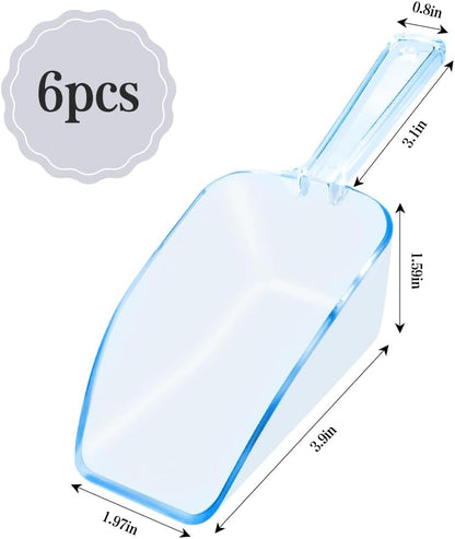 6 PCS Clear Plastic Ice Scoop(7.6 Inch) for Freezer Food Coffee Popcom Flour Dry Goods Simple Mini Ice Cube Shovel Scoopers Laundry Spoons Freezer Bucket Bin Containers Maker Machine Kitchen Pick