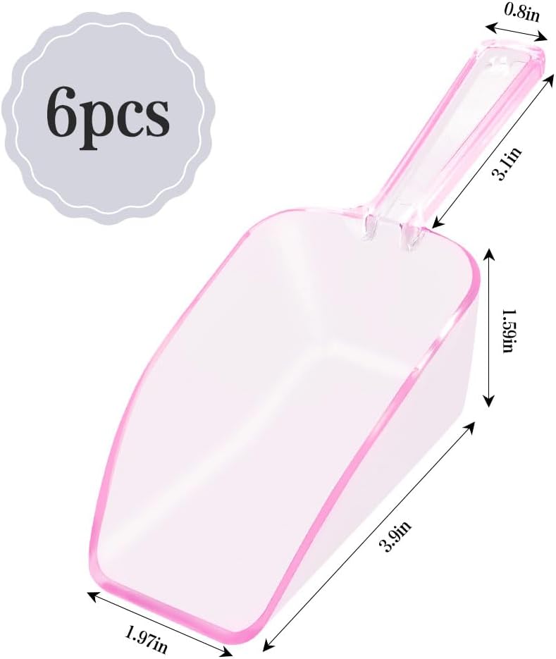 6 PCS Clear Plastic Ice Scoop(7.6 Inch) for Freezer Food Coffee Popcom Flour Dry Goods Simple Mini Ice Cube Shovel Scoopers Laundry Spoons Freezer Bucket Bin Containers Maker Machine Kitchen Pick