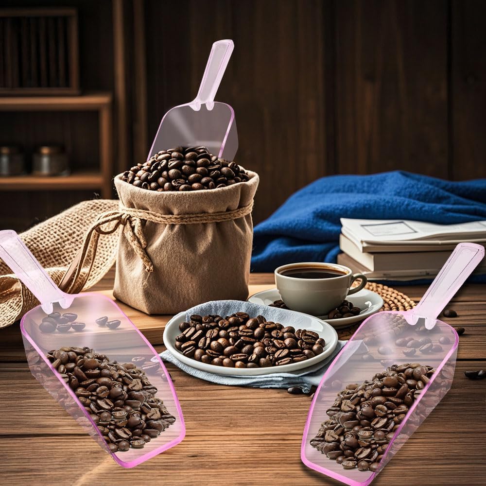 6 PCS Clear Plastic Ice Scoop(7.6 Inch) for Freezer Food Coffee Popcom Flour Dry Goods Simple Mini Ice Cube Shovel Scoopers Laundry Spoons Freezer Bucket Bin Containers Maker Machine Kitchen Pick