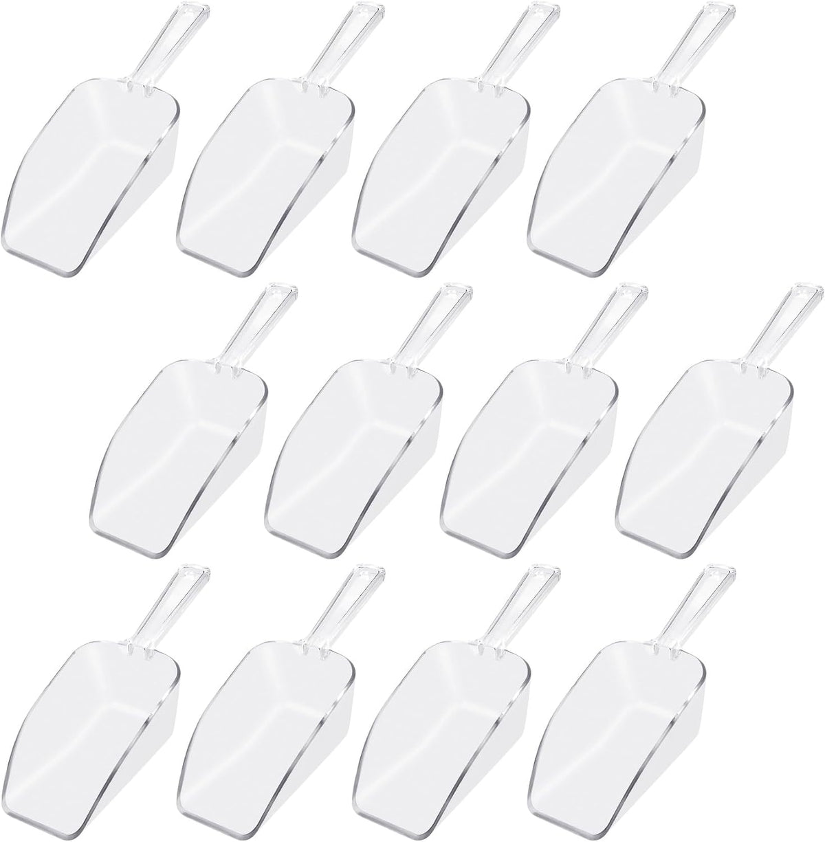 6 PCS Clear Plastic Ice Scoop(7.6 Inch) for Freezer Food Coffee Popcom Flour Dry Goods Simple Mini Ice Cube Shovel Scoopers Laundry Spoons Freezer Bucket Bin Containers Maker Machine Kitchen Pick
