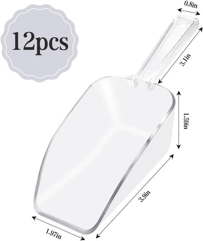 6 PCS Clear Plastic Ice Scoop(7.6 Inch) for Freezer Food Coffee Popcom Flour Dry Goods Simple Mini Ice Cube Shovel Scoopers Laundry Spoons Freezer Bucket Bin Containers Maker Machine Kitchen Pick