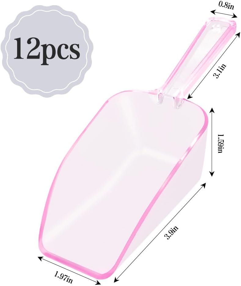 6 PCS Clear Plastic Ice Scoop(7.6 Inch) for Freezer Food Coffee Popcom Flour Dry Goods Simple Mini Ice Cube Shovel Scoopers Laundry Spoons Freezer Bucket Bin Containers Maker Machine Kitchen Pick