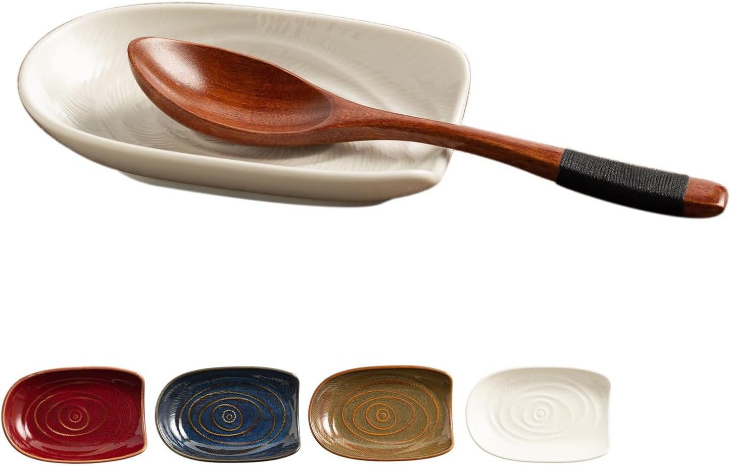 Ceramic Spoon Rest, 5" Utensil Holder for Stove Top & Counter | Compact design fits spoons, spatulas, ladles, tongs, and coffee stirrers while saving counter and drawer space