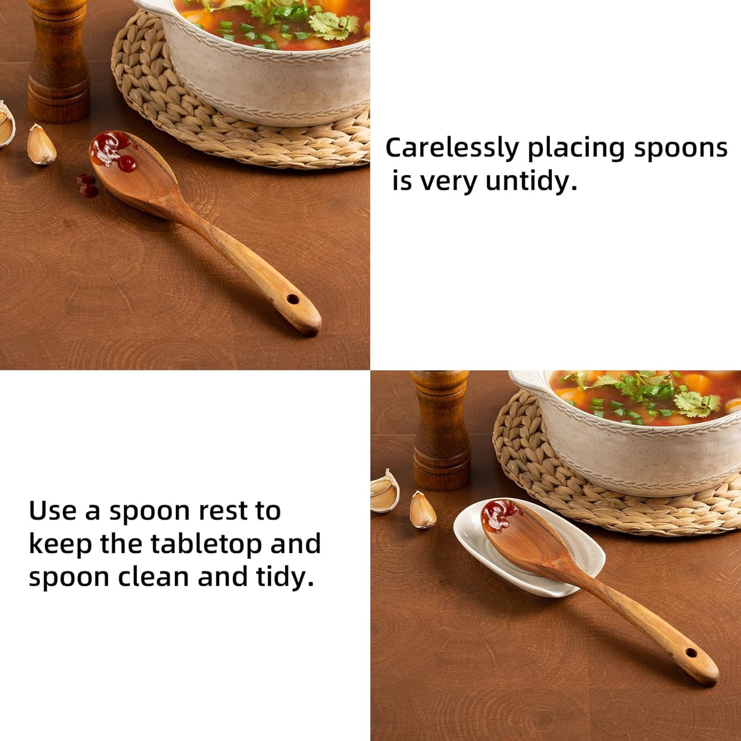 Ceramic Spoon Rest, 5" Utensil Holder for Stove Top & Counter | Compact design fits spoons, spatulas, ladles, tongs, and coffee stirrers while saving counter and drawer space
