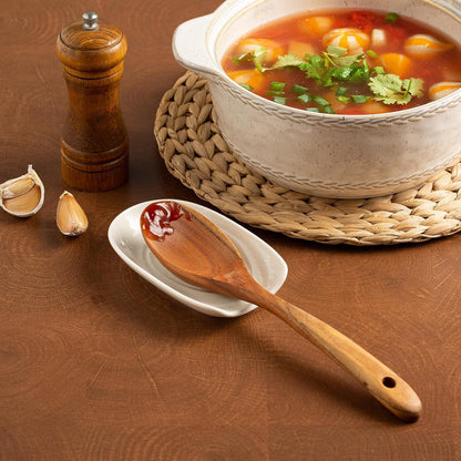 Ceramic Spoon Rest, 5" Utensil Holder for Stove Top & Counter | Compact design fits spoons, spatulas, ladles, tongs, and coffee stirrers while saving counter and drawer space