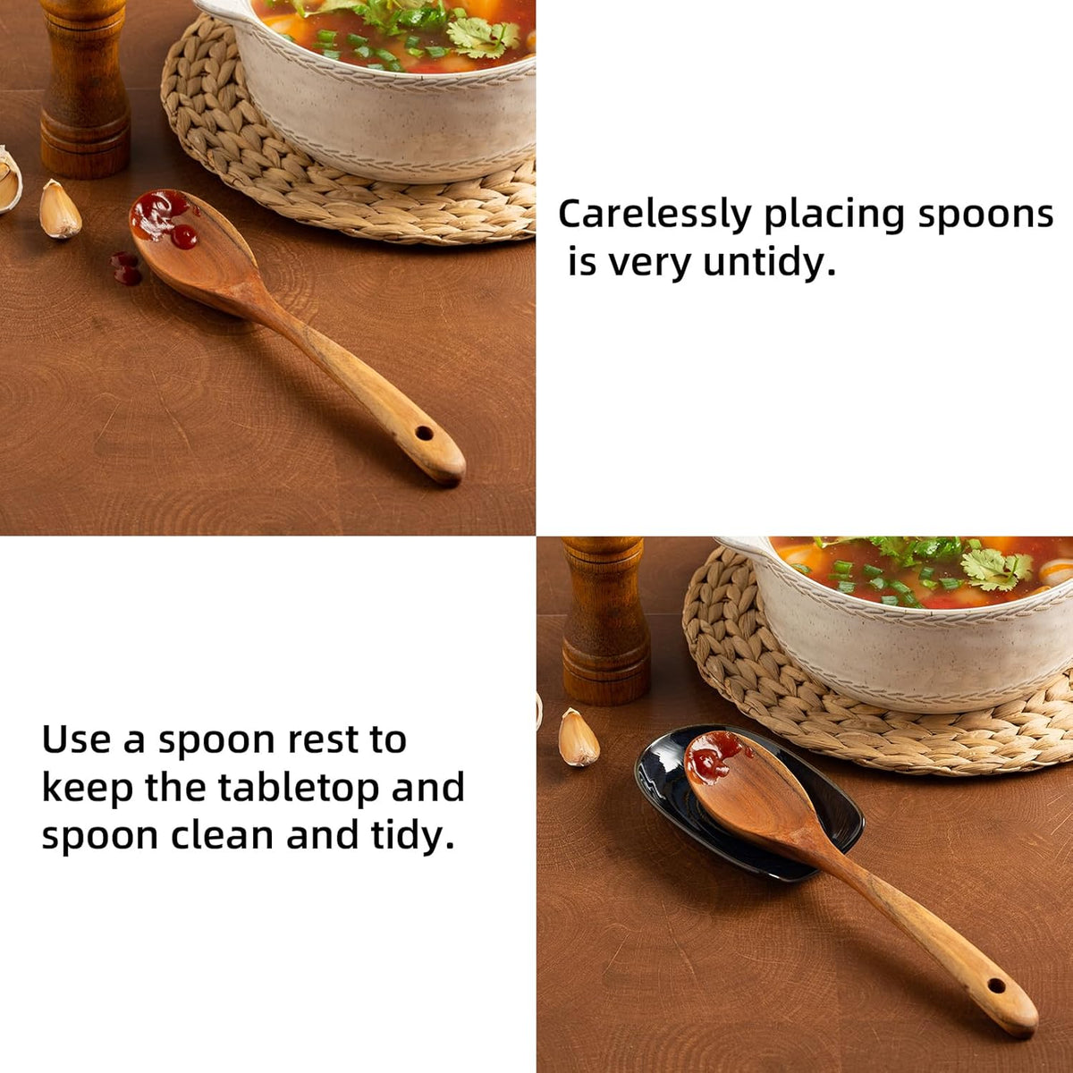 Ceramic Spoon Rest, 5" Utensil Holder for Stove Top & Counter | Compact design fits spoons, spatulas, ladles, tongs, and coffee stirrers while saving counter and drawer space