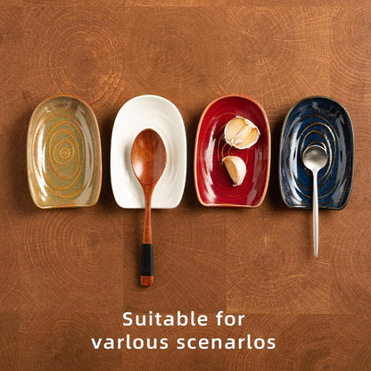 Ceramic Spoon Rest, 5" Utensil Holder for Stove Top & Counter | Compact design fits spoons, spatulas, ladles, tongs, and coffee stirrers while saving counter and drawer space