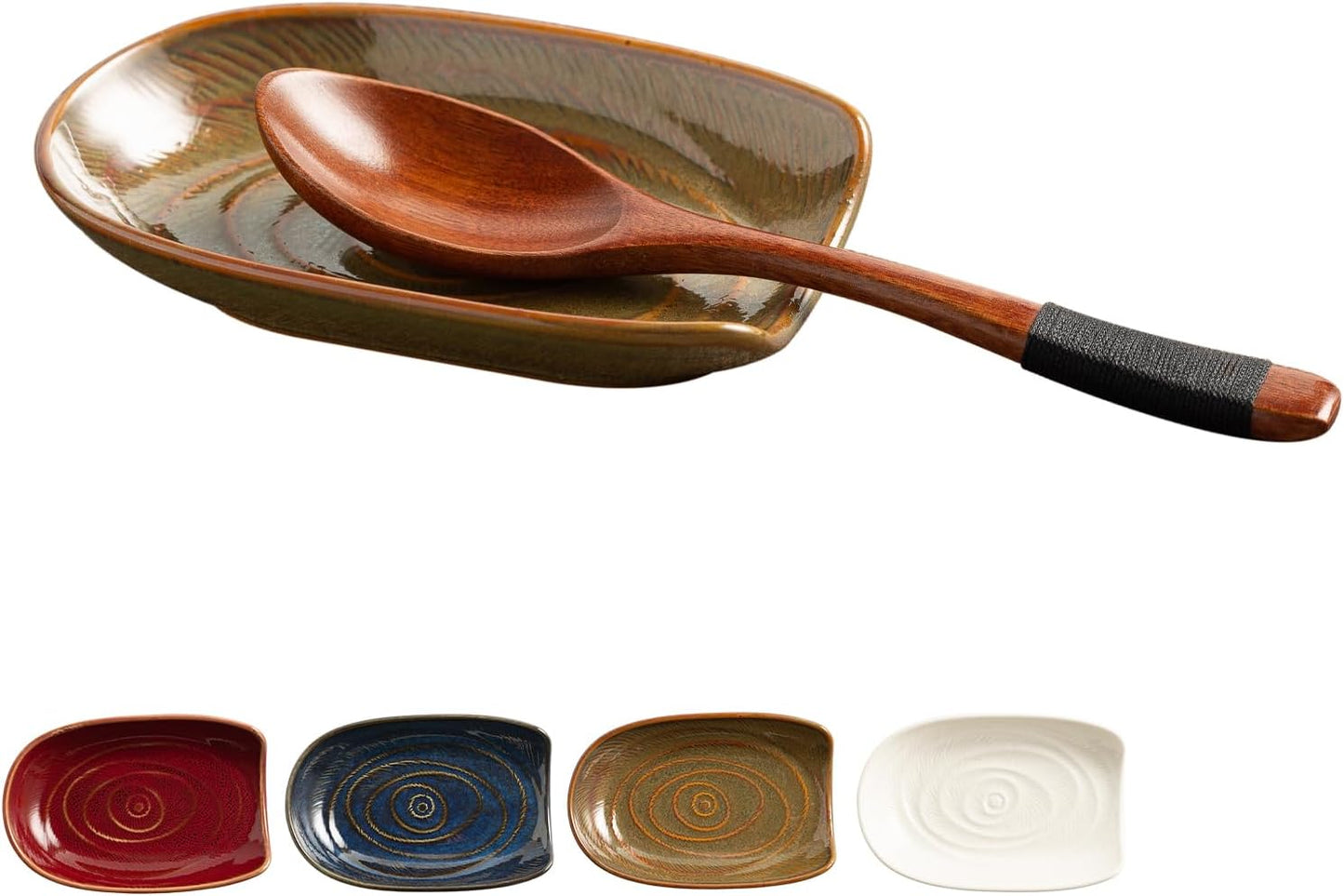 Ceramic Spoon Rest, 5" Utensil Holder for Stove Top & Counter | Compact design fits spoons, spatulas, ladles, tongs, and coffee stirrers while saving counter and drawer space