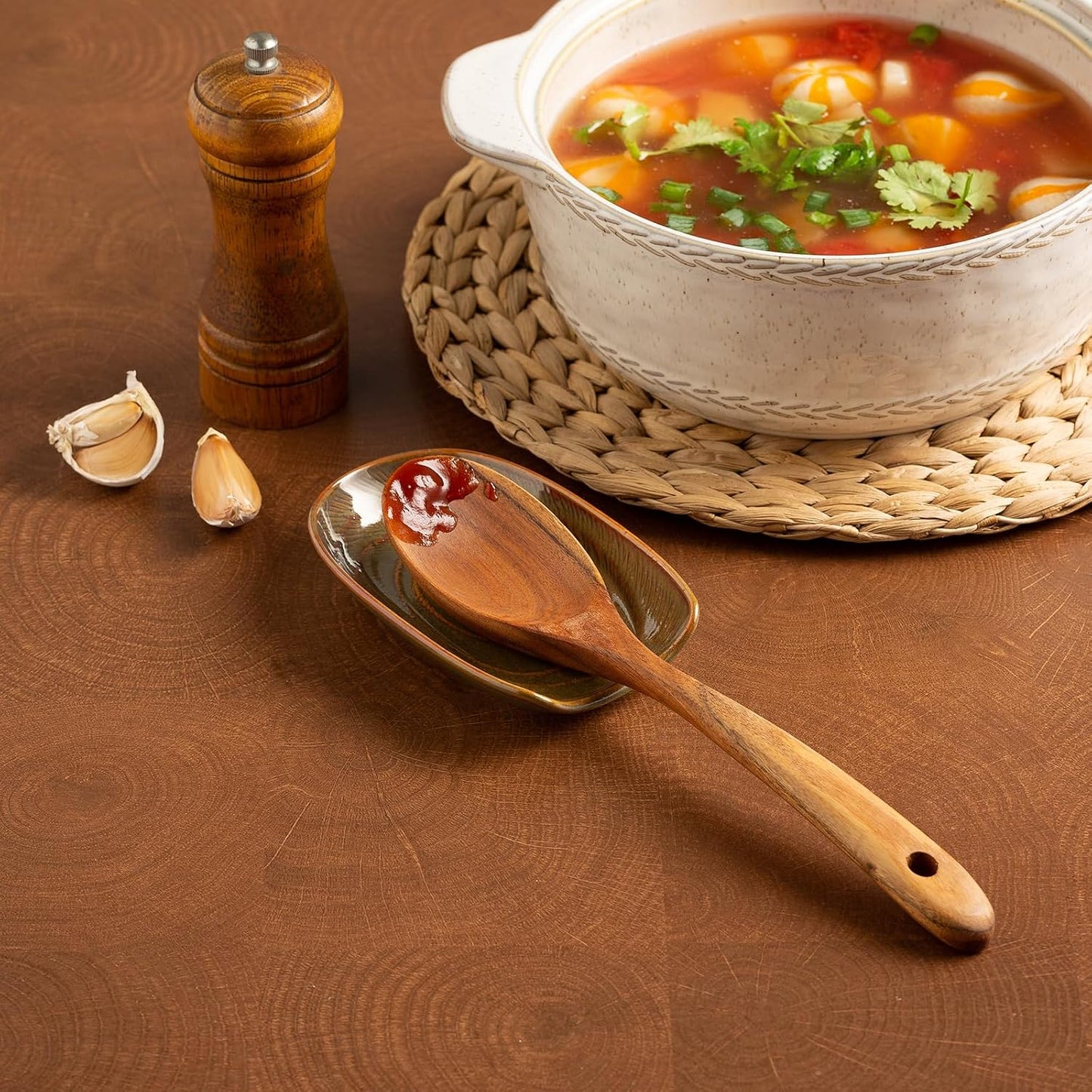 Ceramic Spoon Rest, 5" Utensil Holder for Stove Top & Counter | Compact design fits spoons, spatulas, ladles, tongs, and coffee stirrers while saving counter and drawer space