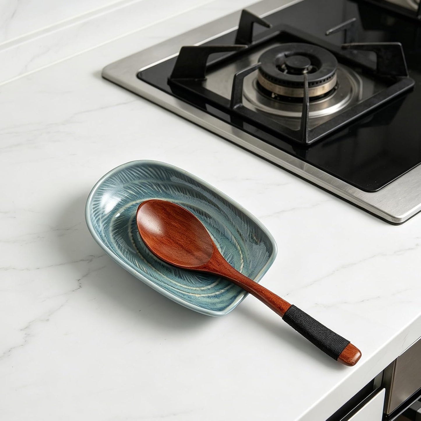 Ceramic Spoon Rest, 5" Utensil Holder for Stove Top & Counter | Compact design fits spoons, spatulas, ladles, tongs, and coffee stirrers while saving counter and drawer space