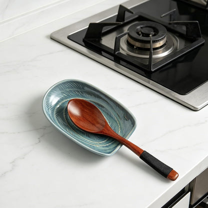 Ceramic Spoon Rest, 5" Utensil Holder for Stove Top & Counter | Compact design fits spoons, spatulas, ladles, tongs, and coffee stirrers while saving counter and drawer space
