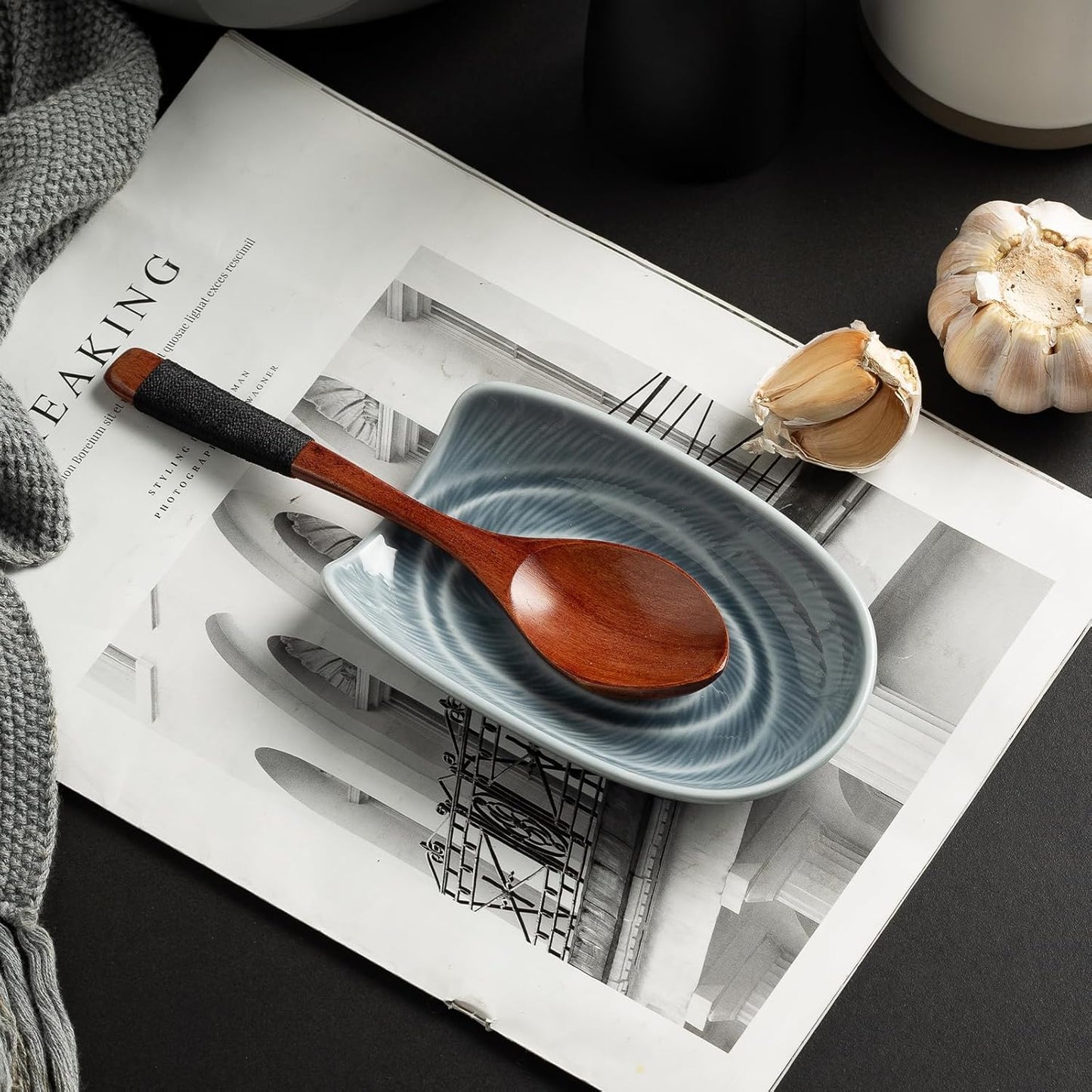 Ceramic Spoon Rest, 5" Utensil Holder for Stove Top & Counter | Compact design fits spoons, spatulas, ladles, tongs, and coffee stirrers while saving counter and drawer space