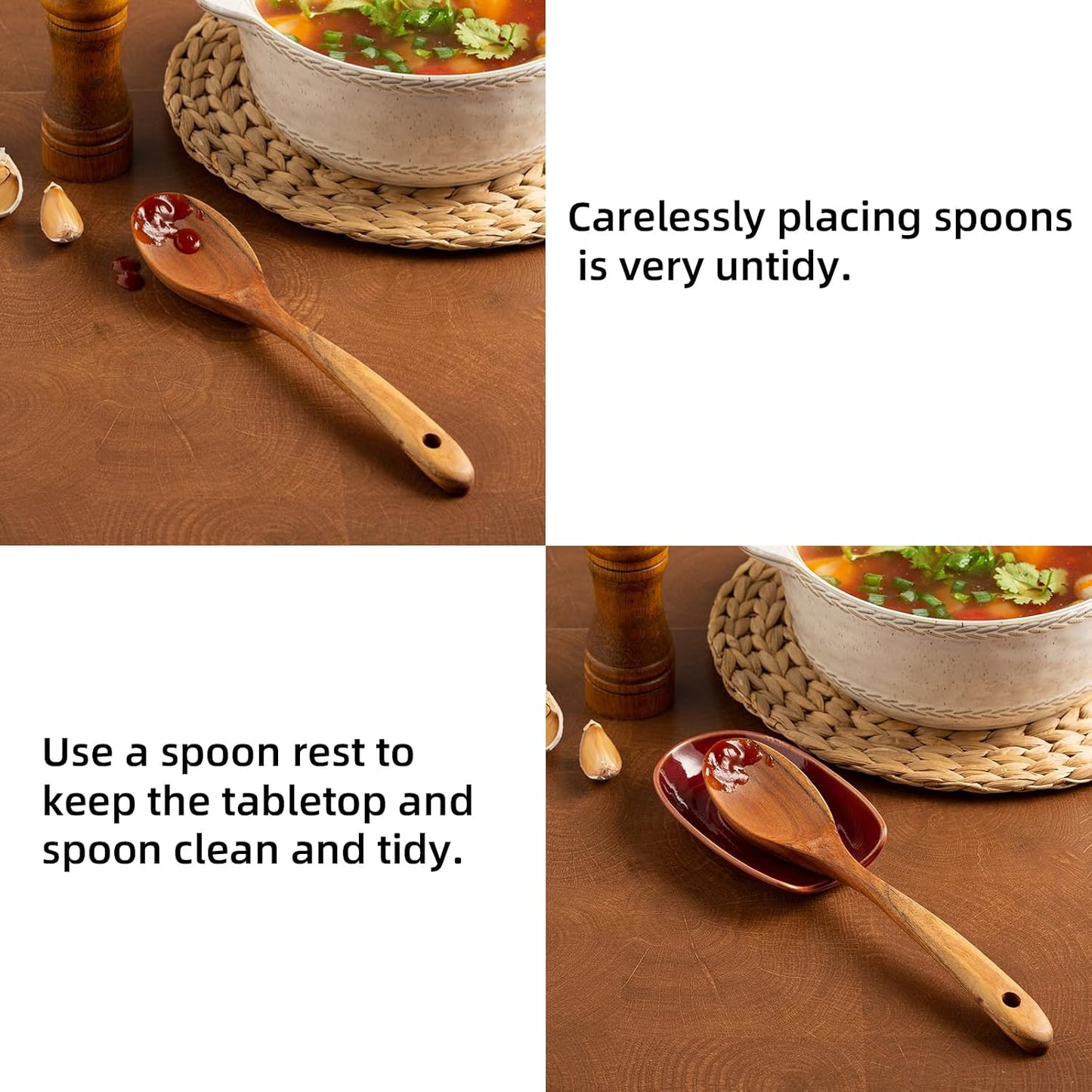 Ceramic Spoon Rest, 5" Utensil Holder for Stove Top & Counter | Compact design fits spoons, spatulas, ladles, tongs, and coffee stirrers while saving counter and drawer space