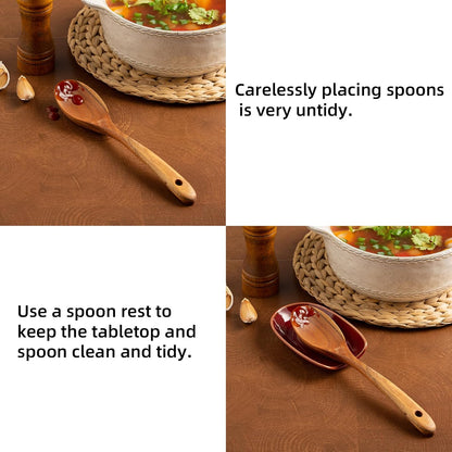 Ceramic Spoon Rest, 5" Utensil Holder for Stove Top & Counter | Compact design fits spoons, spatulas, ladles, tongs, and coffee stirrers while saving counter and drawer space