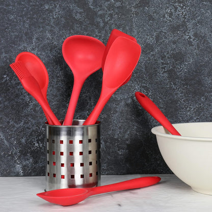 Premium Silicone Cooking Ladle, 11.25 inch, Red
