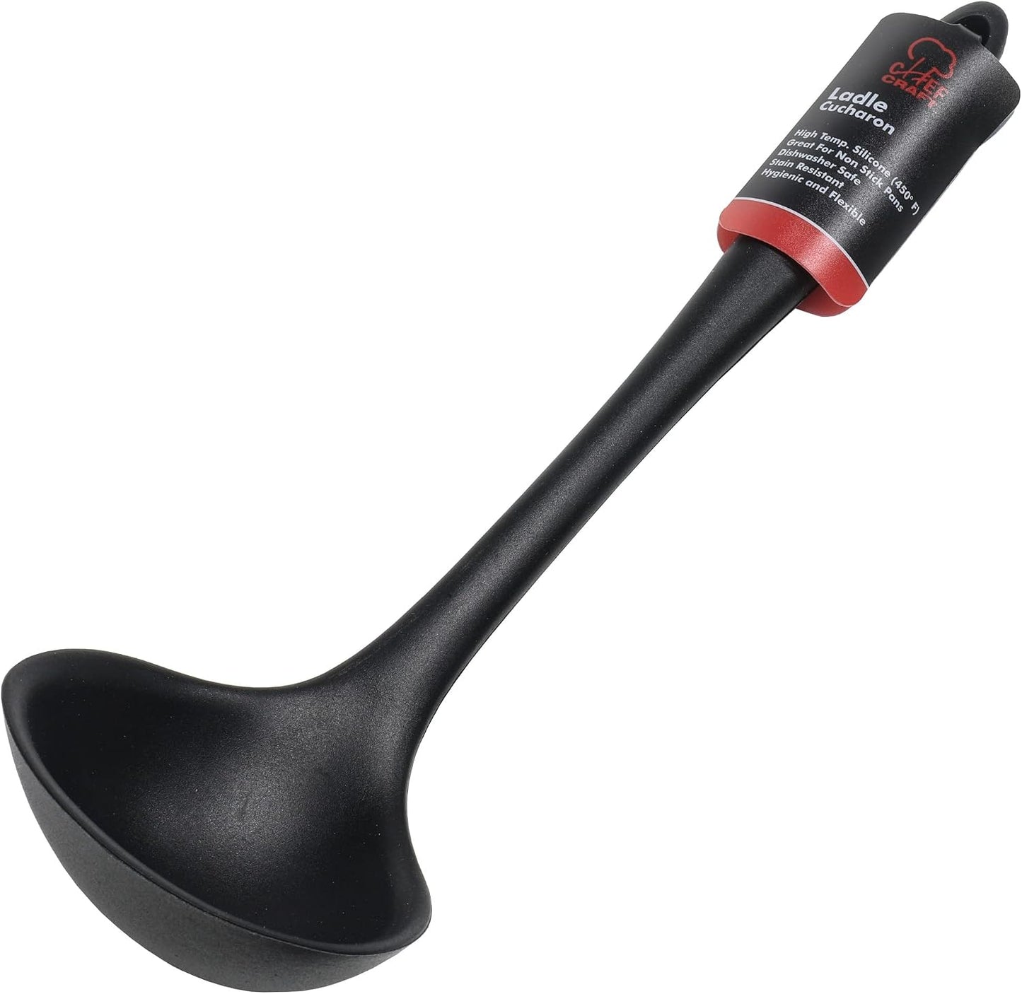 Premium Silicone Cooking Ladle, 11.25 inch, Red