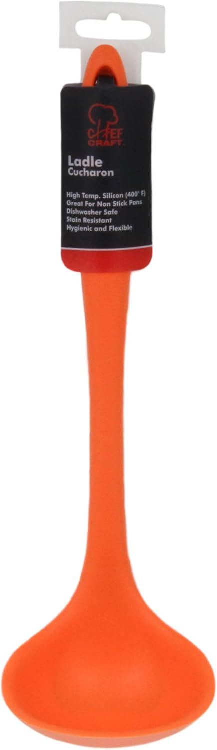 Premium Silicone Cooking Ladle, 11.25 inch, Red