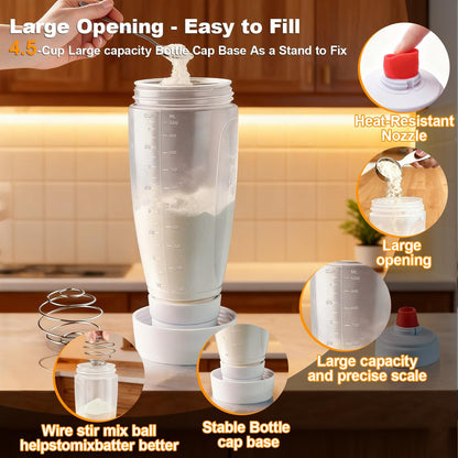 Pancake Batter Dispenser Bottle Kit (White)