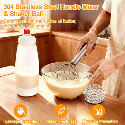 Pancake Batter Dispenser Bottle Kit (White)