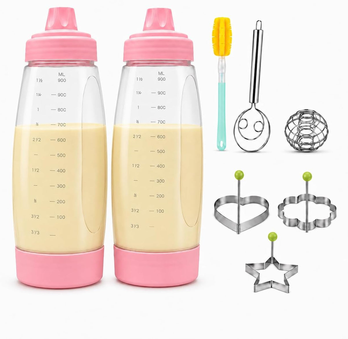 Pancake Batter Dispenser Bottle Kit (White)