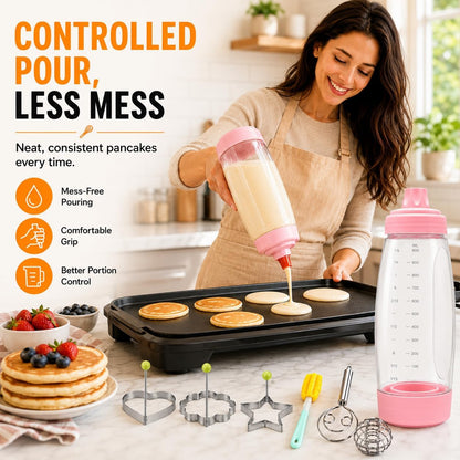 Pancake Batter Dispenser Bottle Kit (White)