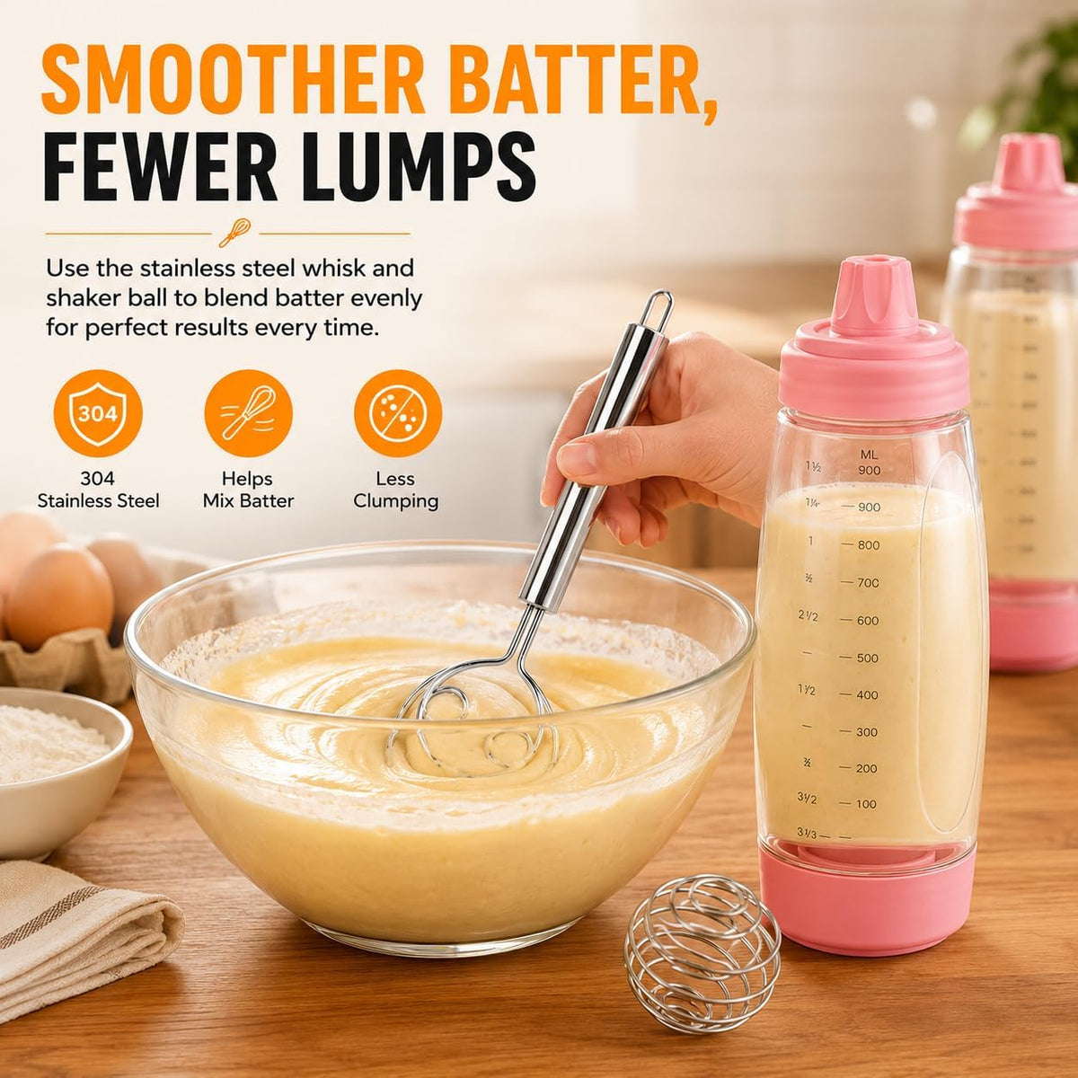 Pancake Batter Dispenser Bottle Kit (White)