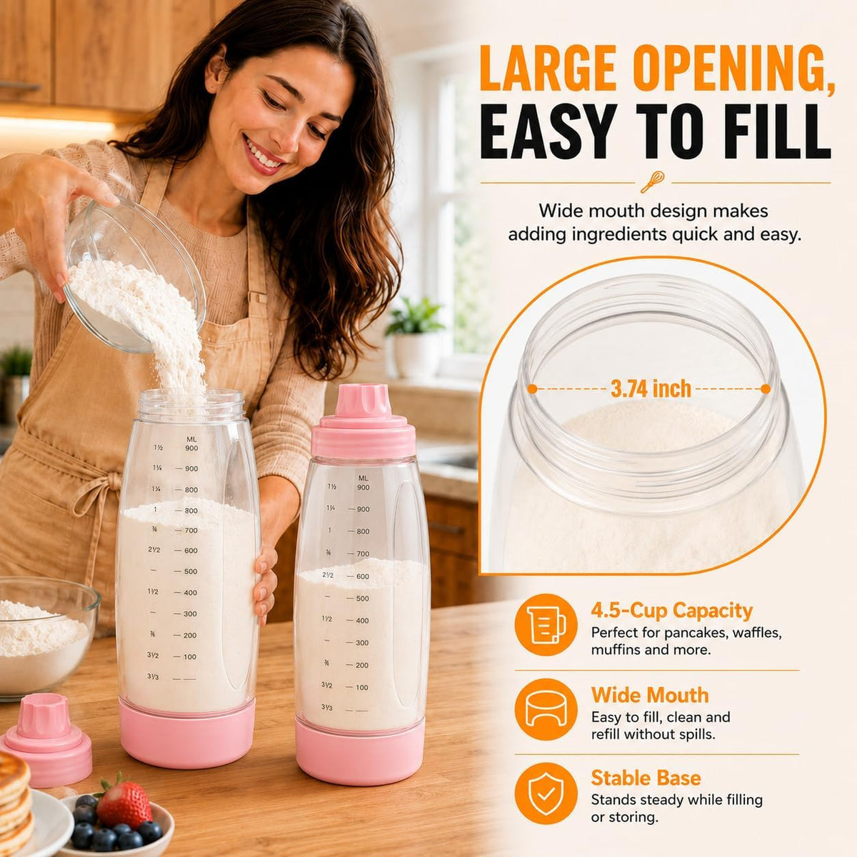 Pancake Batter Dispenser Bottle Kit (White)