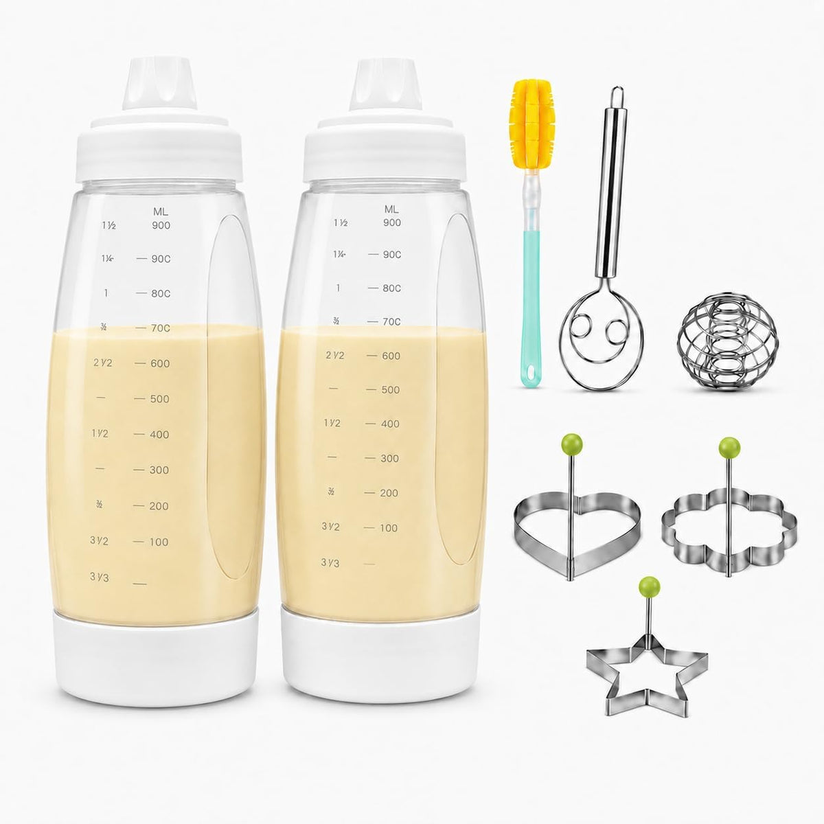 Pancake Batter Dispenser Bottle Kit (White)
