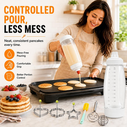 Pancake Batter Dispenser Bottle Kit (White)