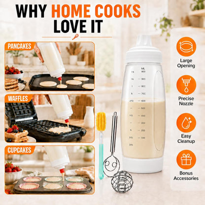 Pancake Batter Dispenser Bottle Kit (White)