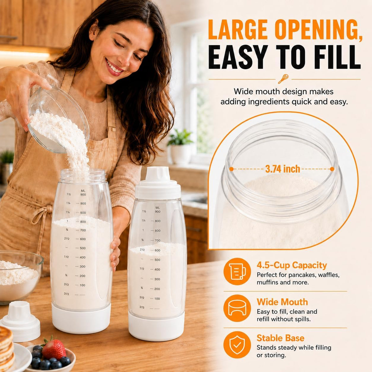 Pancake Batter Dispenser Bottle Kit (White)