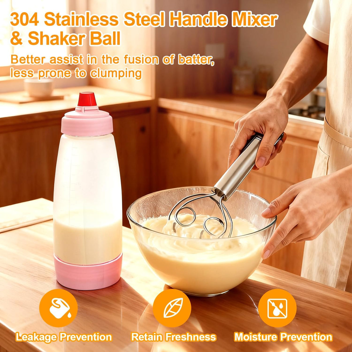 Pancake Batter Dispenser Bottle Kit (White)