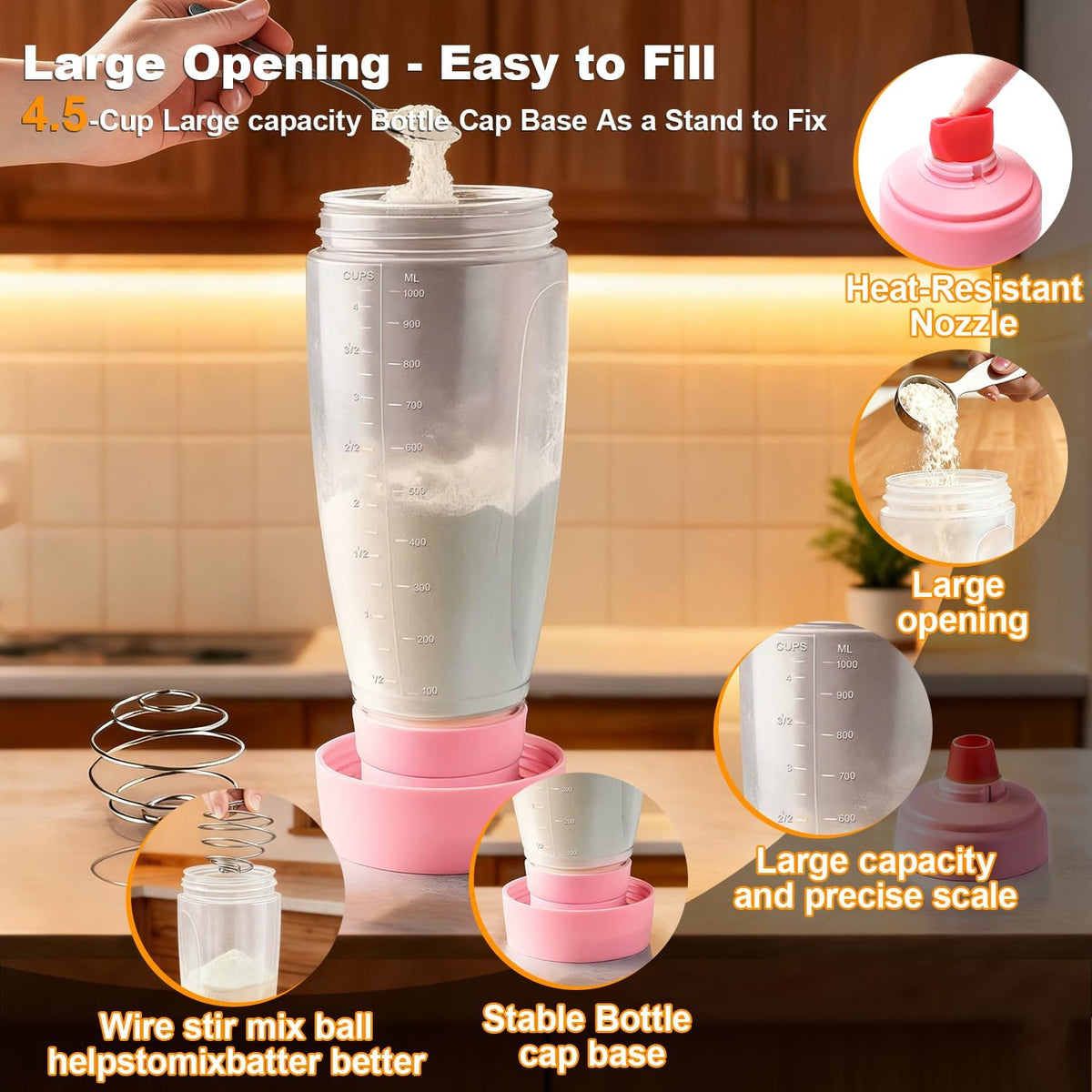 Pancake Batter Dispenser Bottle Kit (White)