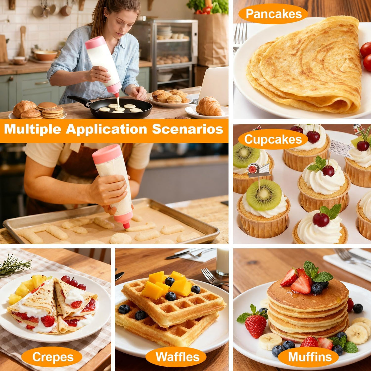 Pancake Batter Dispenser Bottle Kit (White)