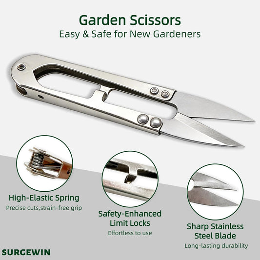2 Pack 4.1 Inch Bonsai Precision Pruning Shears, Stainless Steel Sharp Garden Scissors with Protective Covers, Spring Loaded Floral Snips for Bonsai, Buds, Herbs, Sewing Thread Cutting & Craf