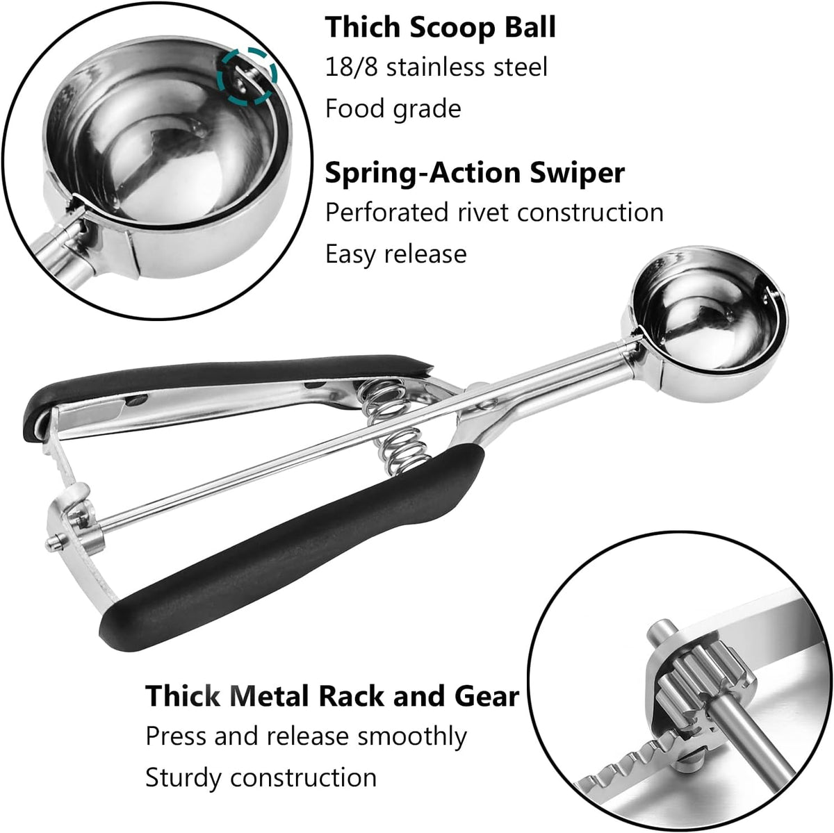 Mini Cookie Scoop, Extra Small 1/3 Tbsp Scoop,1 Tsp Cookie Dough Scoop, Melon Baller Scoops, Mini Ice Cream Scoop, Comfortable Grip, Non-Slip, For Making Cookie Melon Ball Ice Cream